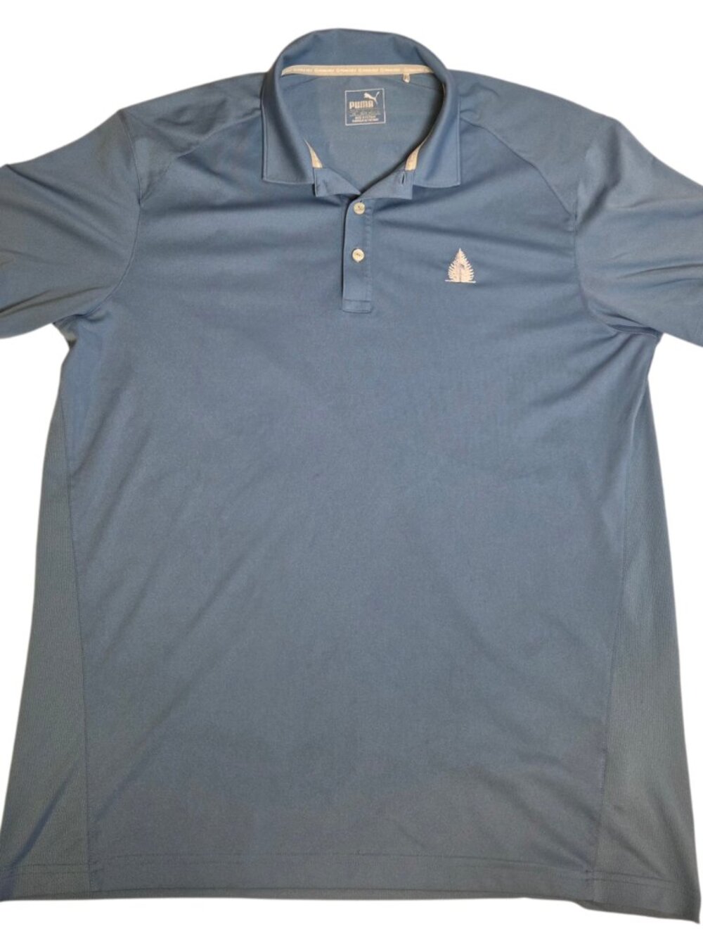 Puma Golf Polo Shirt Men's Large Light Blue Short Sleeve Tree Logo Performance